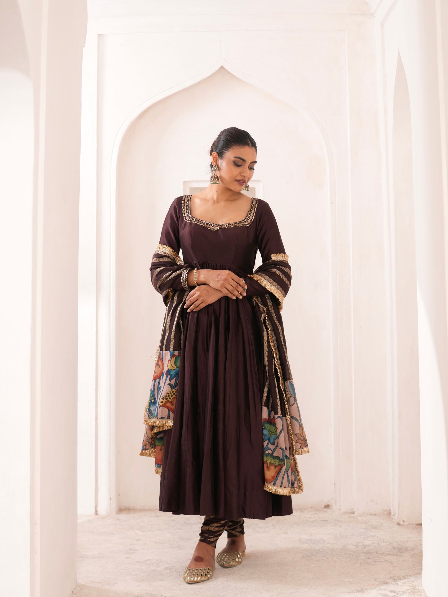 Signature Brown Anarkali Set