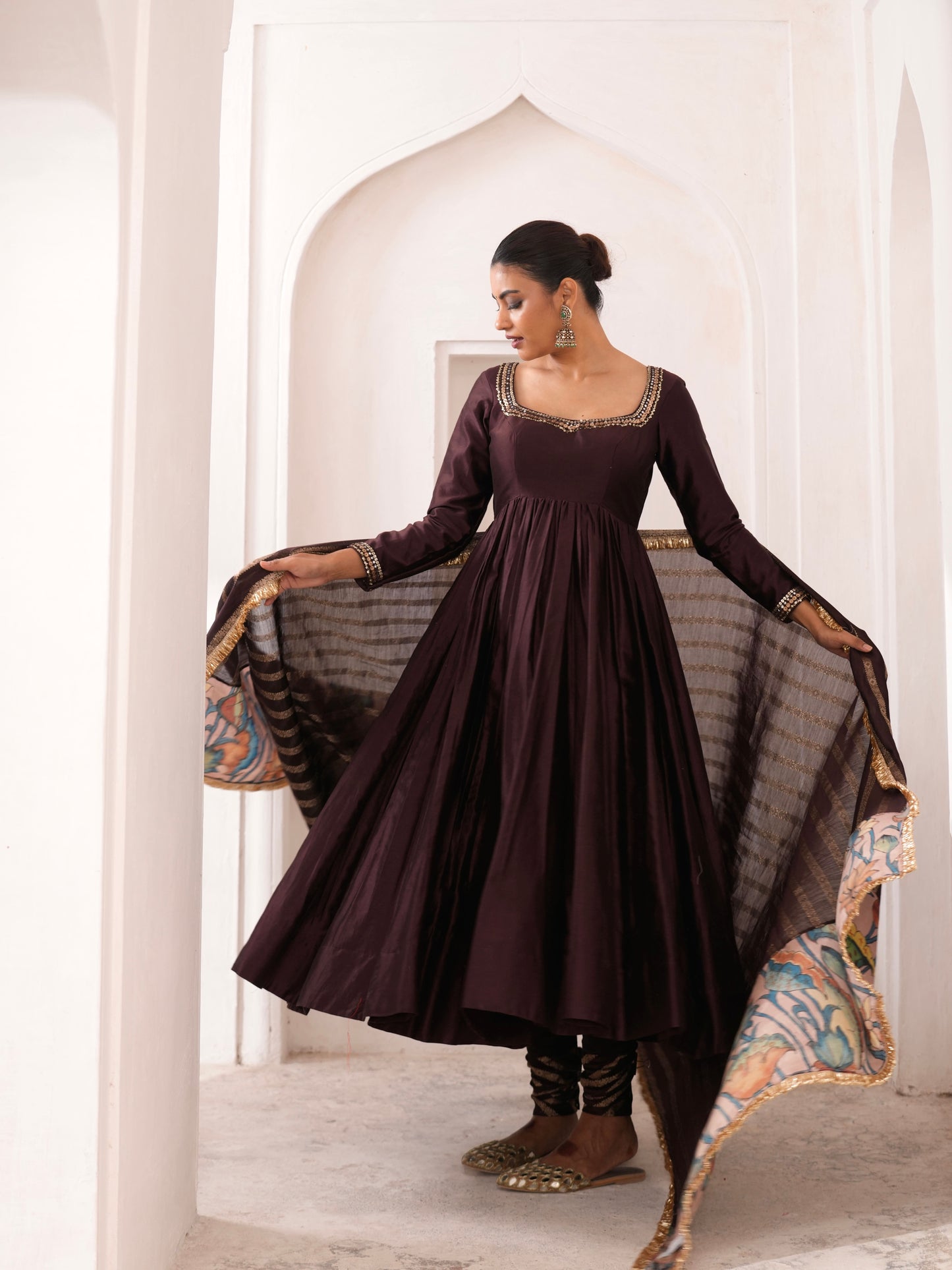 Signature Brown Anarkali Set
