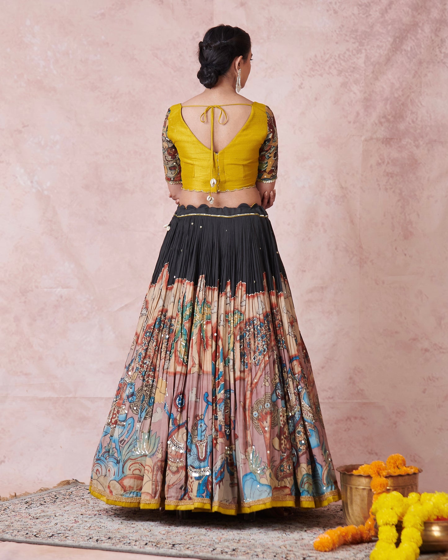Noir Sena Theme Kalamkari Lehenga Set