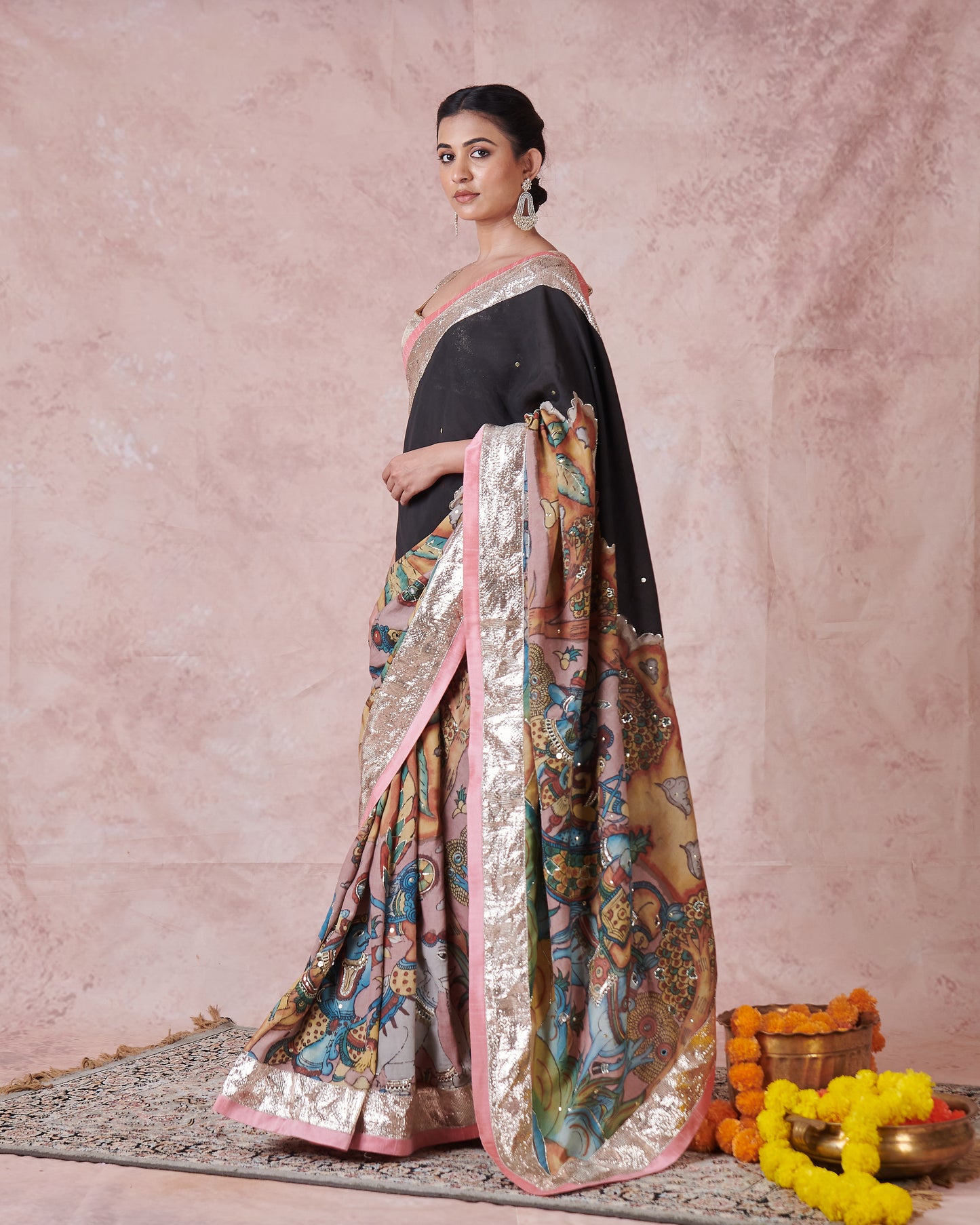 Noir Sena Kalamkari Saree Set