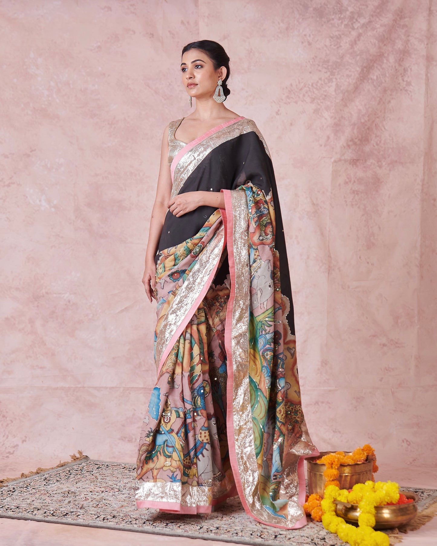 Noir Sena Kalamkari Saree Set