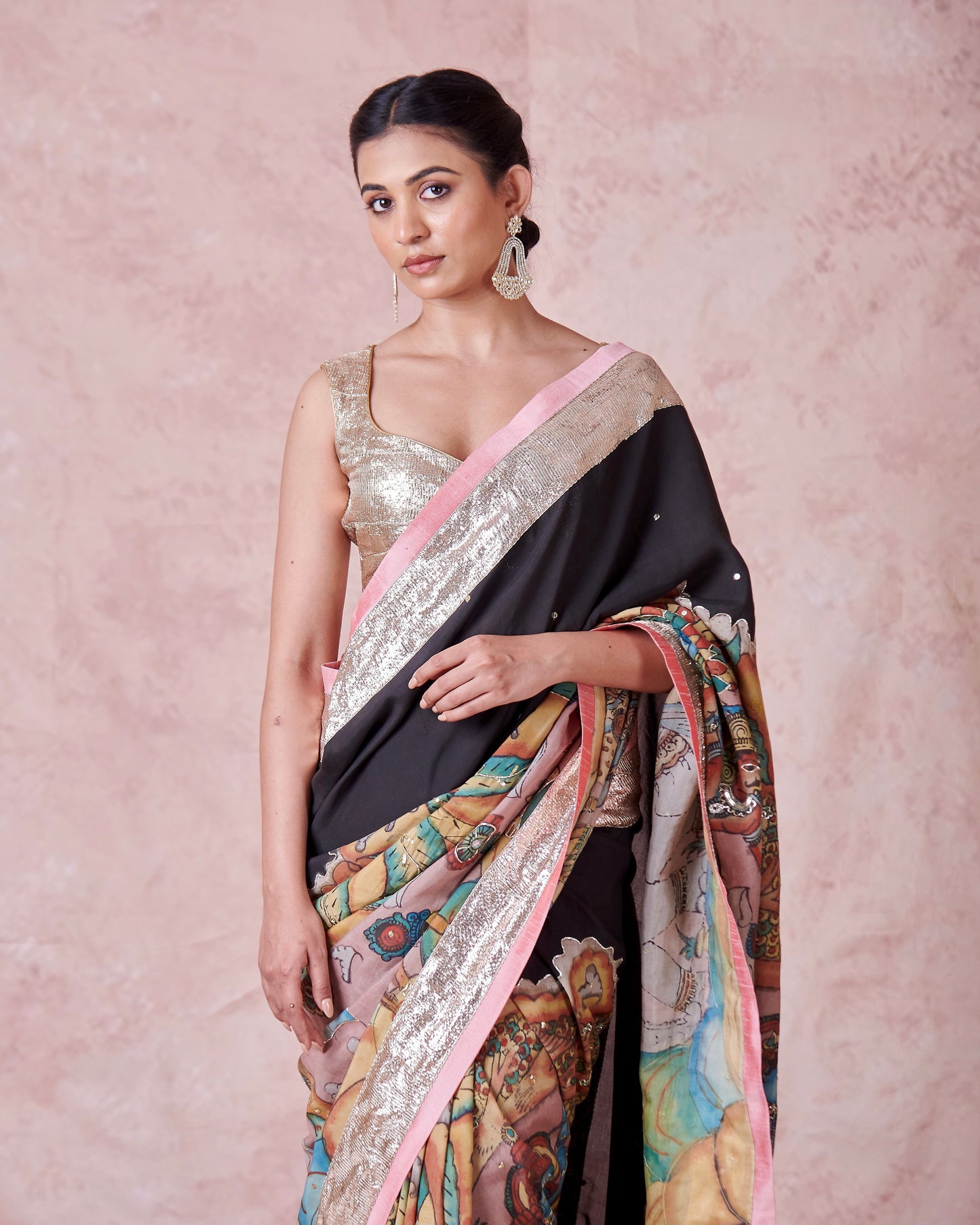 Noir Sena Kalamkari Saree Set