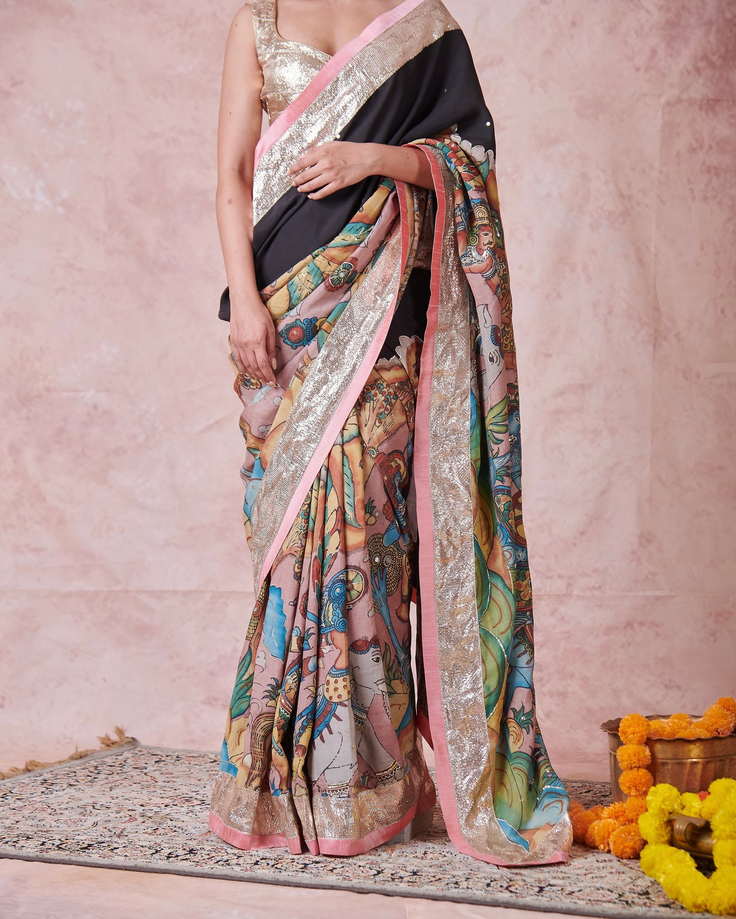 Noir Sena Kalamkari Saree Set