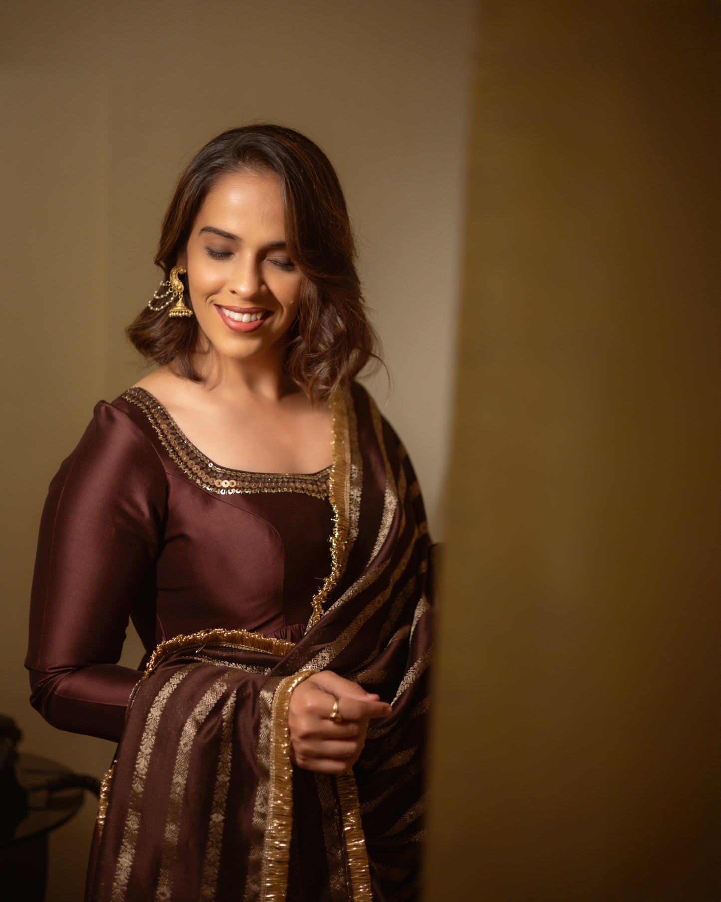 Signature Brown Anarkali Set