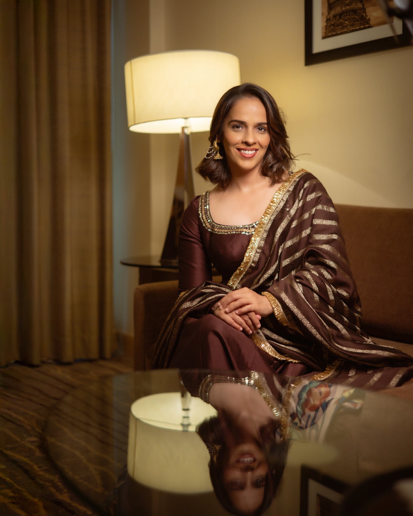 Signature Brown Anarkali Set