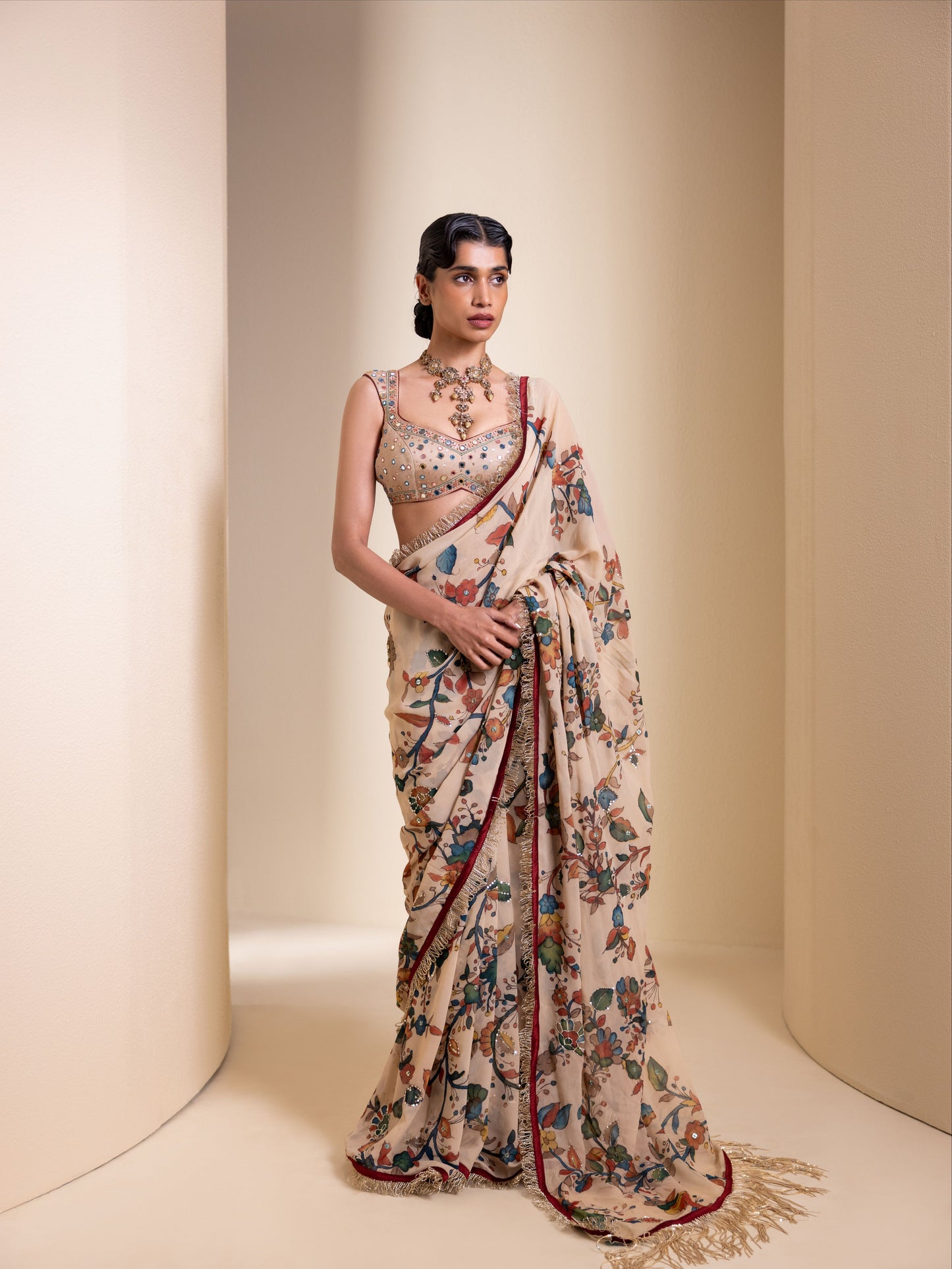 Lathika Kalamkari Saree Set