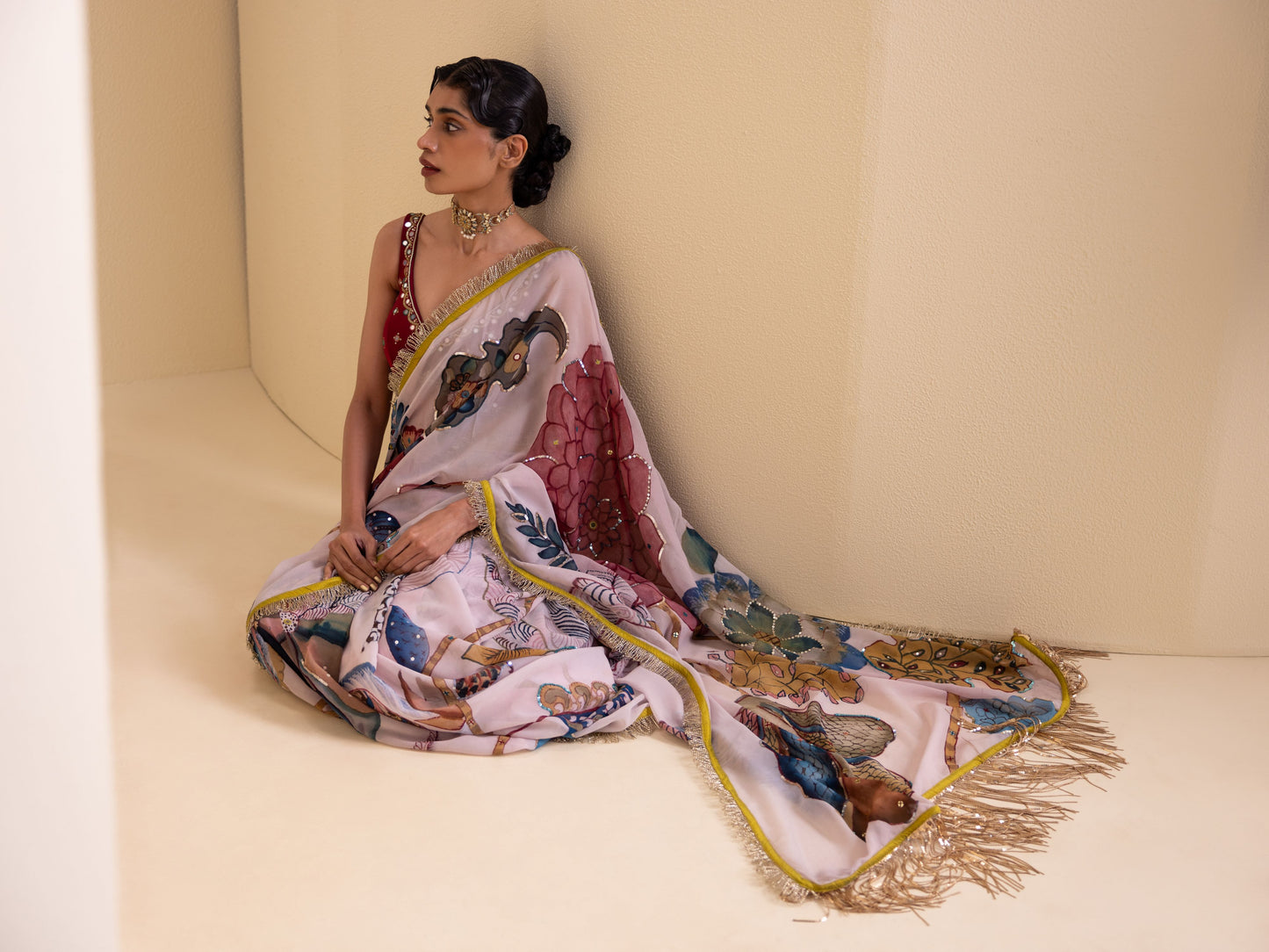 Aranya Kalamkari Saree Set