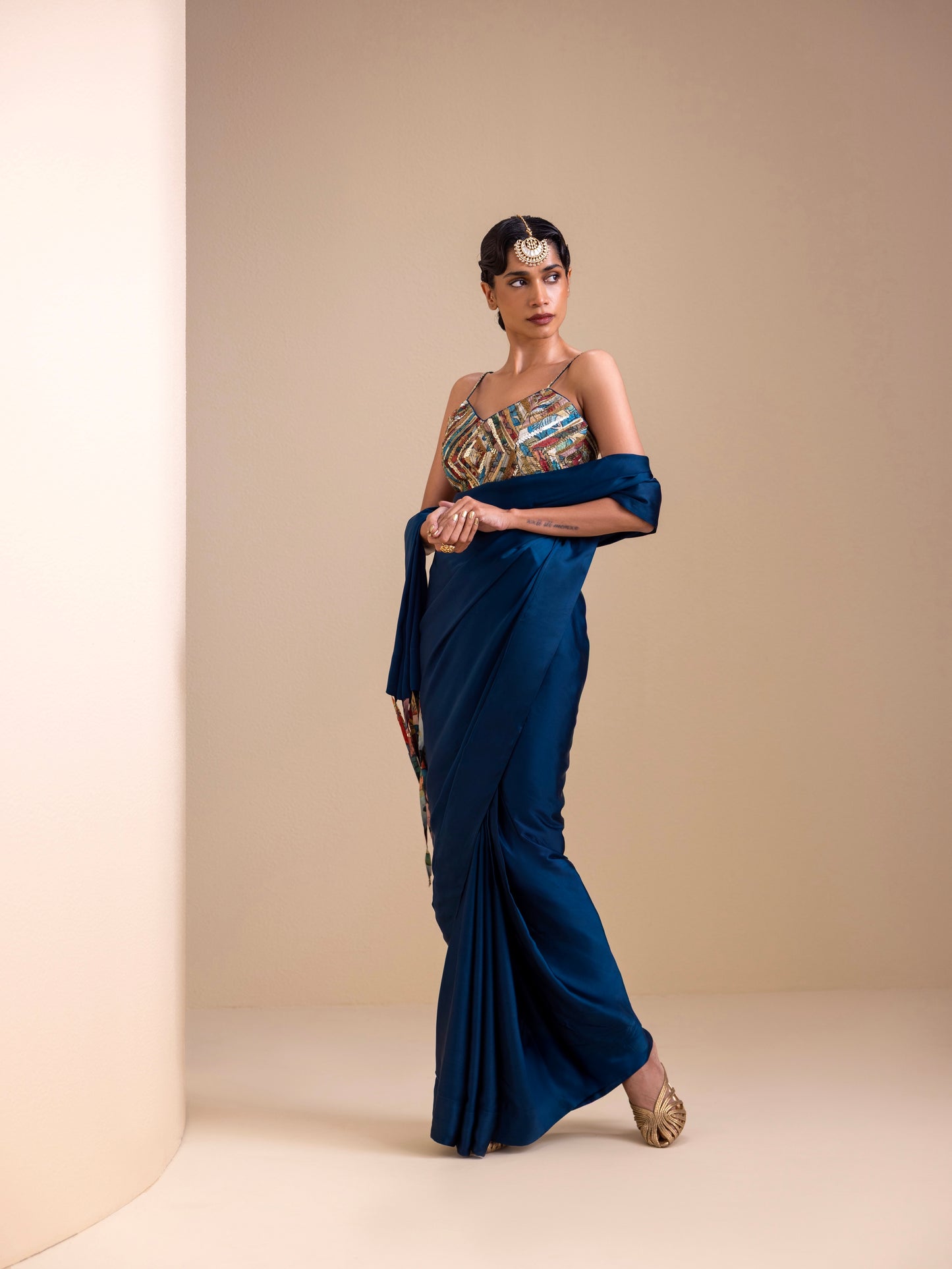 Fringes Of Kalam Pre-Drape Saree Set