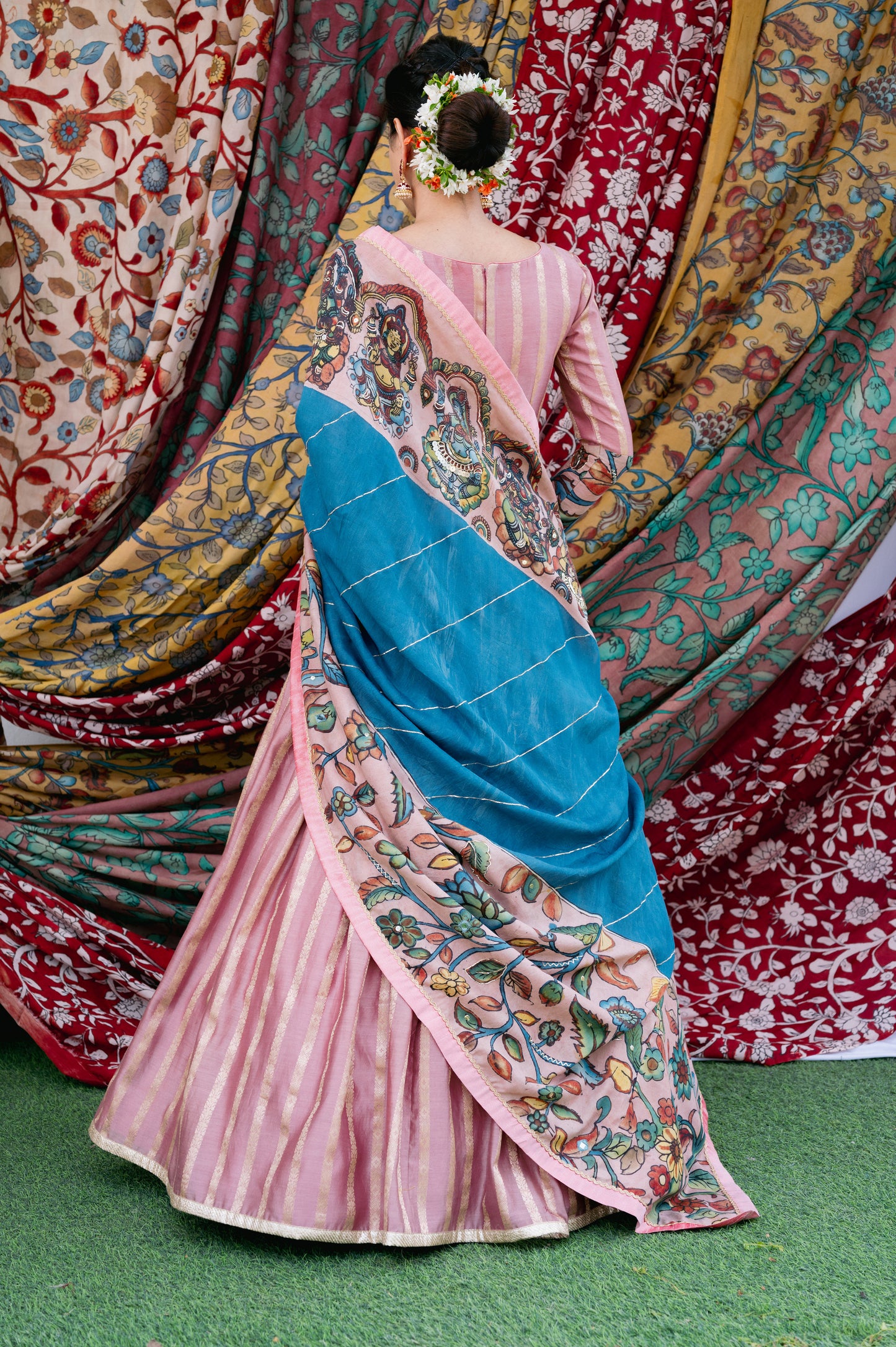 Sandrose-Pink Ashta Laxmi Kalamkari Lehenga Set