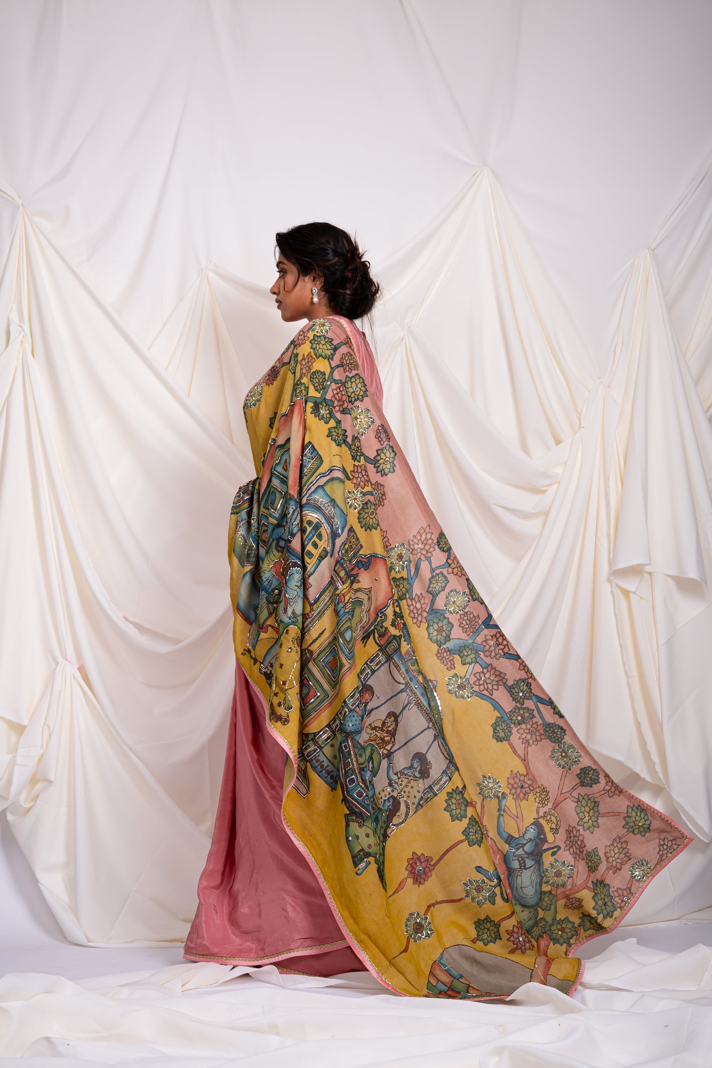 Yashoda-Krishna Kalamkari Saree Set