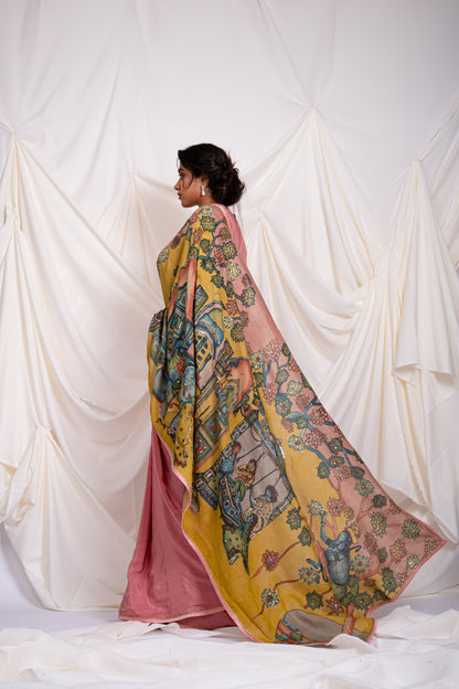 Yashoda-Krishna Kalamkari Saree Set