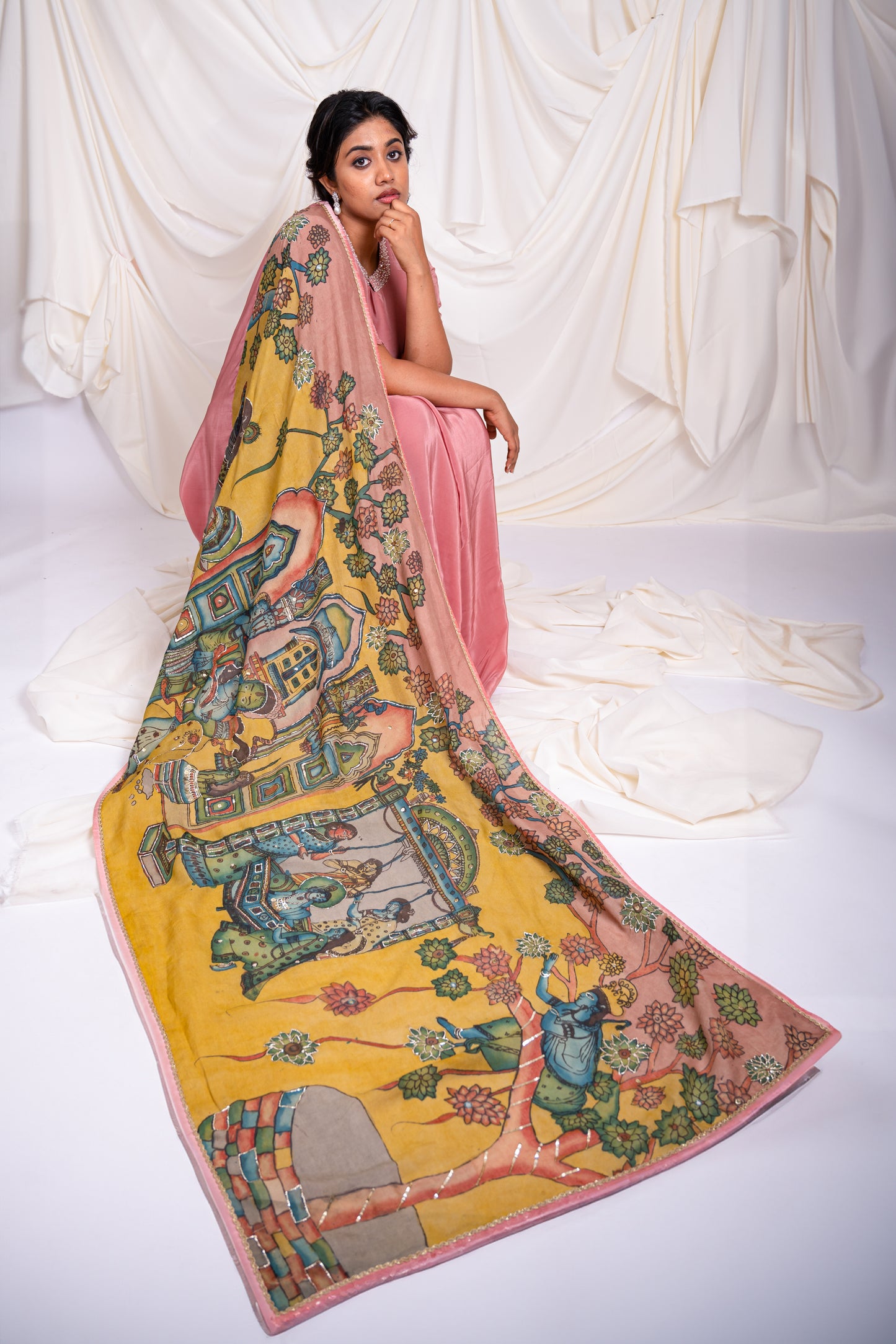 Yashoda-Krishna Kalamkari Saree Set