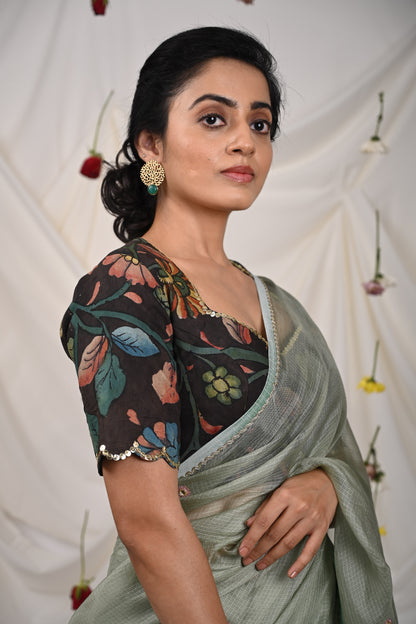 Noir(Grey-Black) Kalamkari Blouse