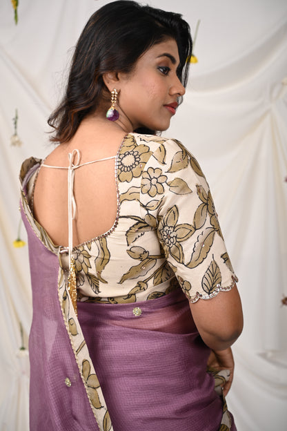 Ivory Green Kalamkari Blouse