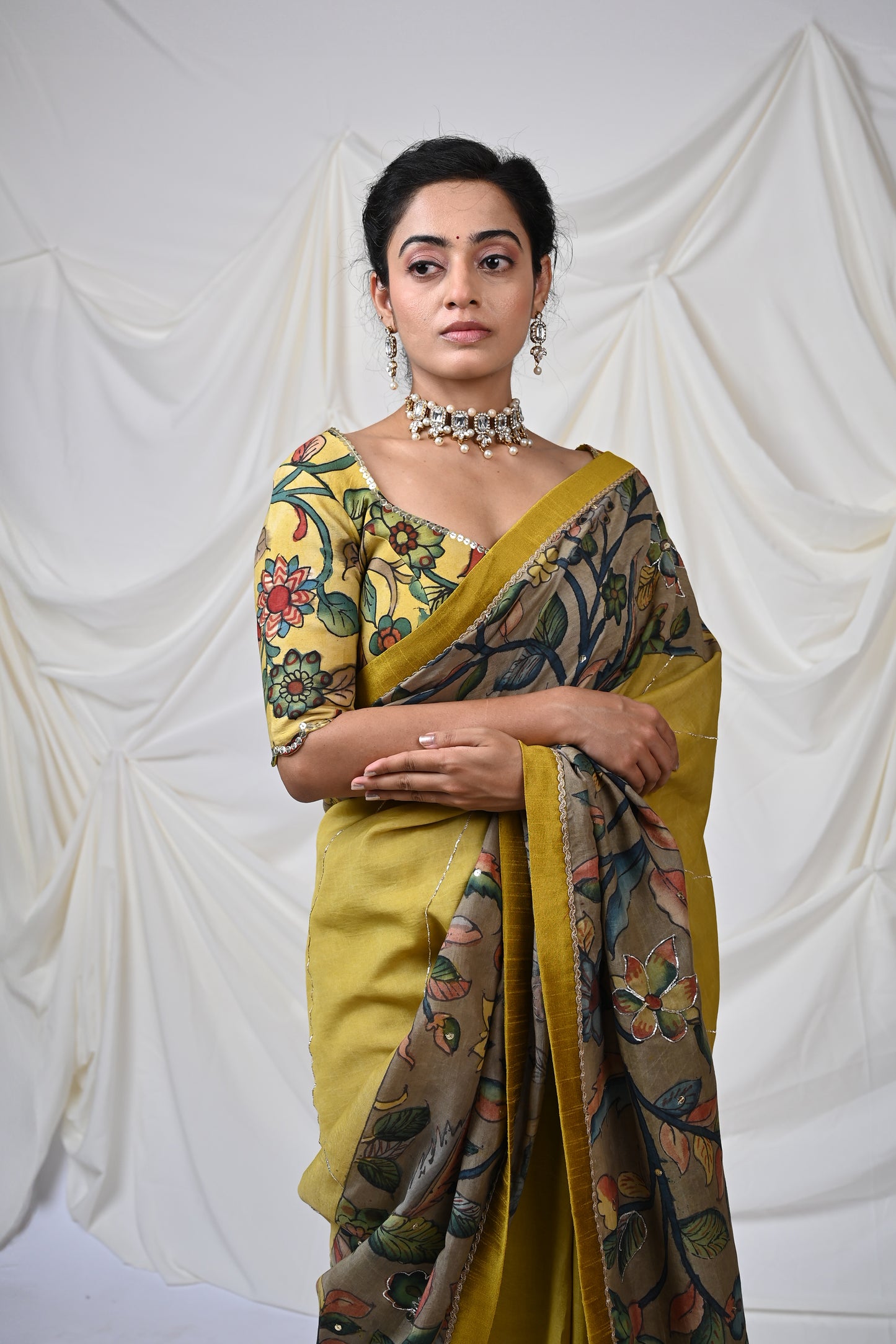 Oakre Yellow Kalamkari Blouse