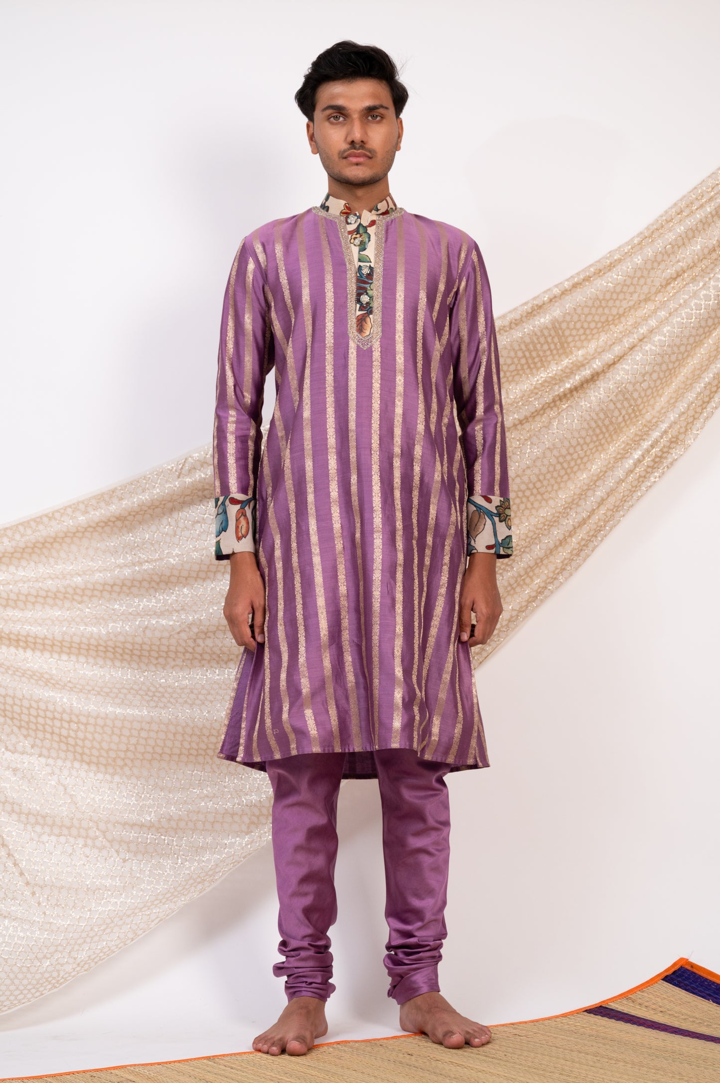 Grape Stripes Kurta Set.