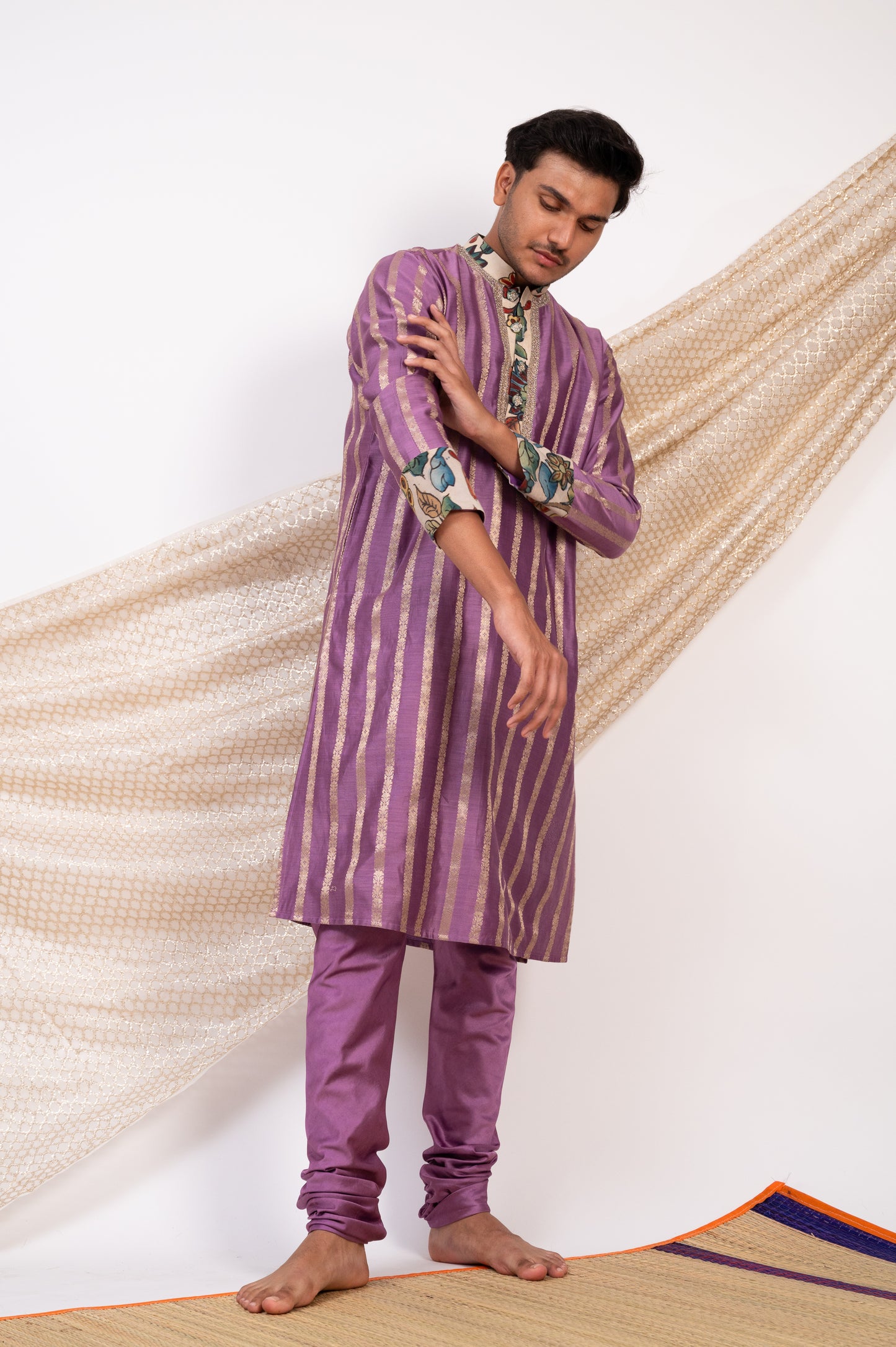 Grape Stripes Kurta Set.