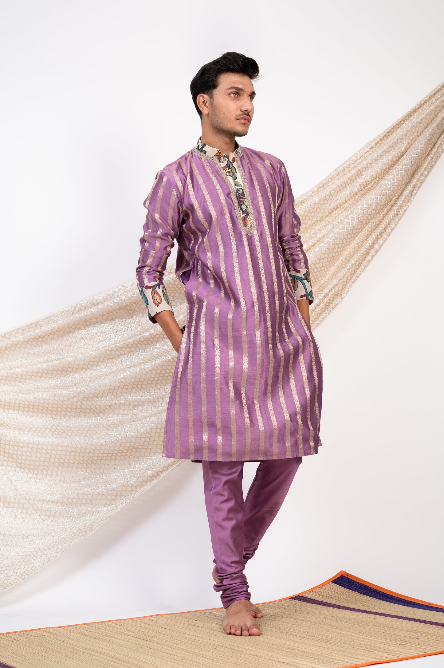 Grape Stripes Kurta Set.