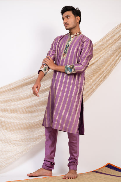 Grape Stripes Kurta Set.