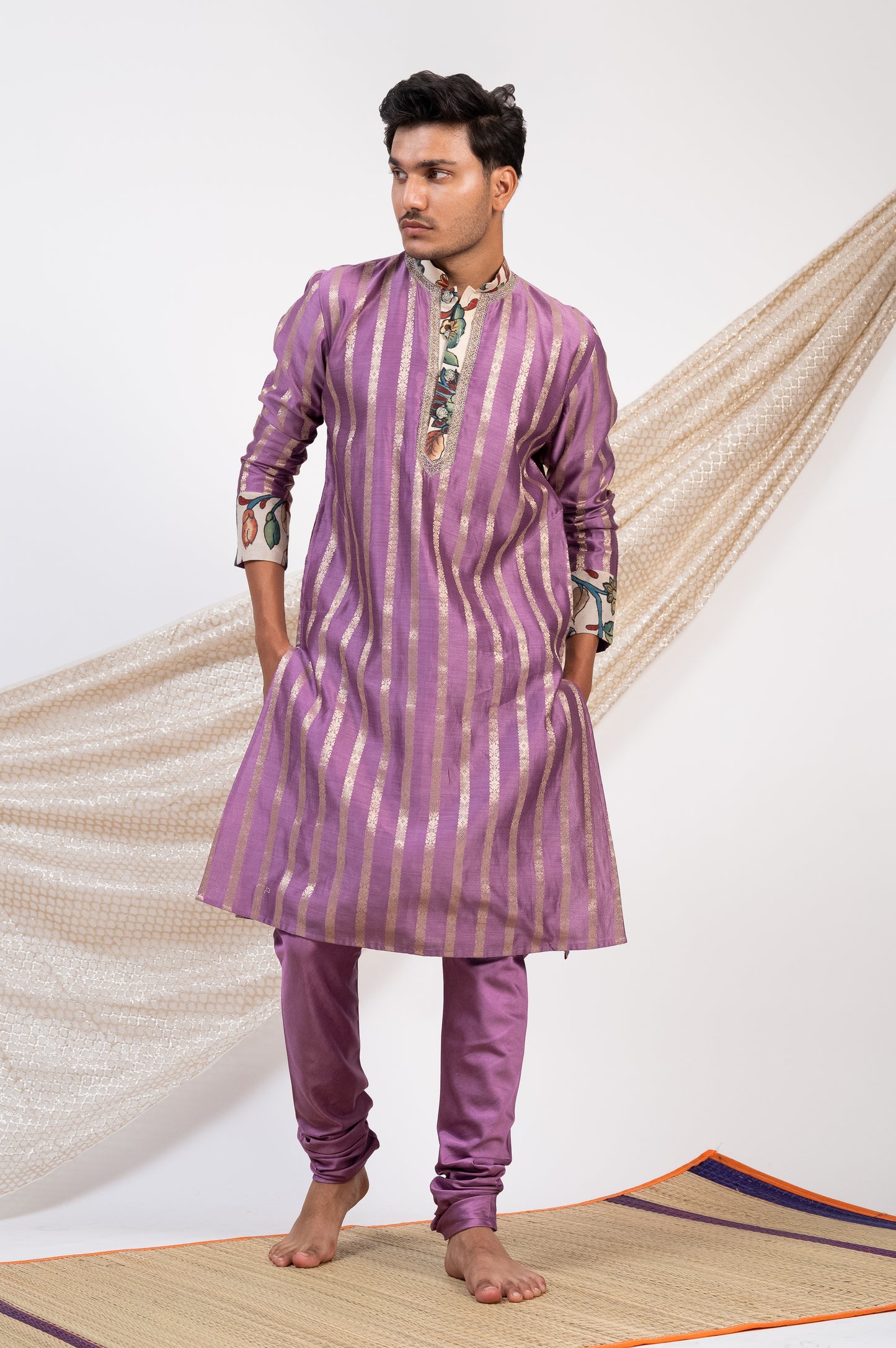 Grape Stripes Kurta Set.