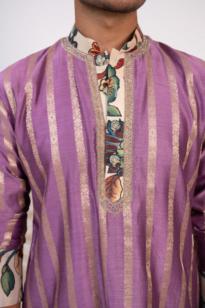 Grape Stripes Kurta Set.