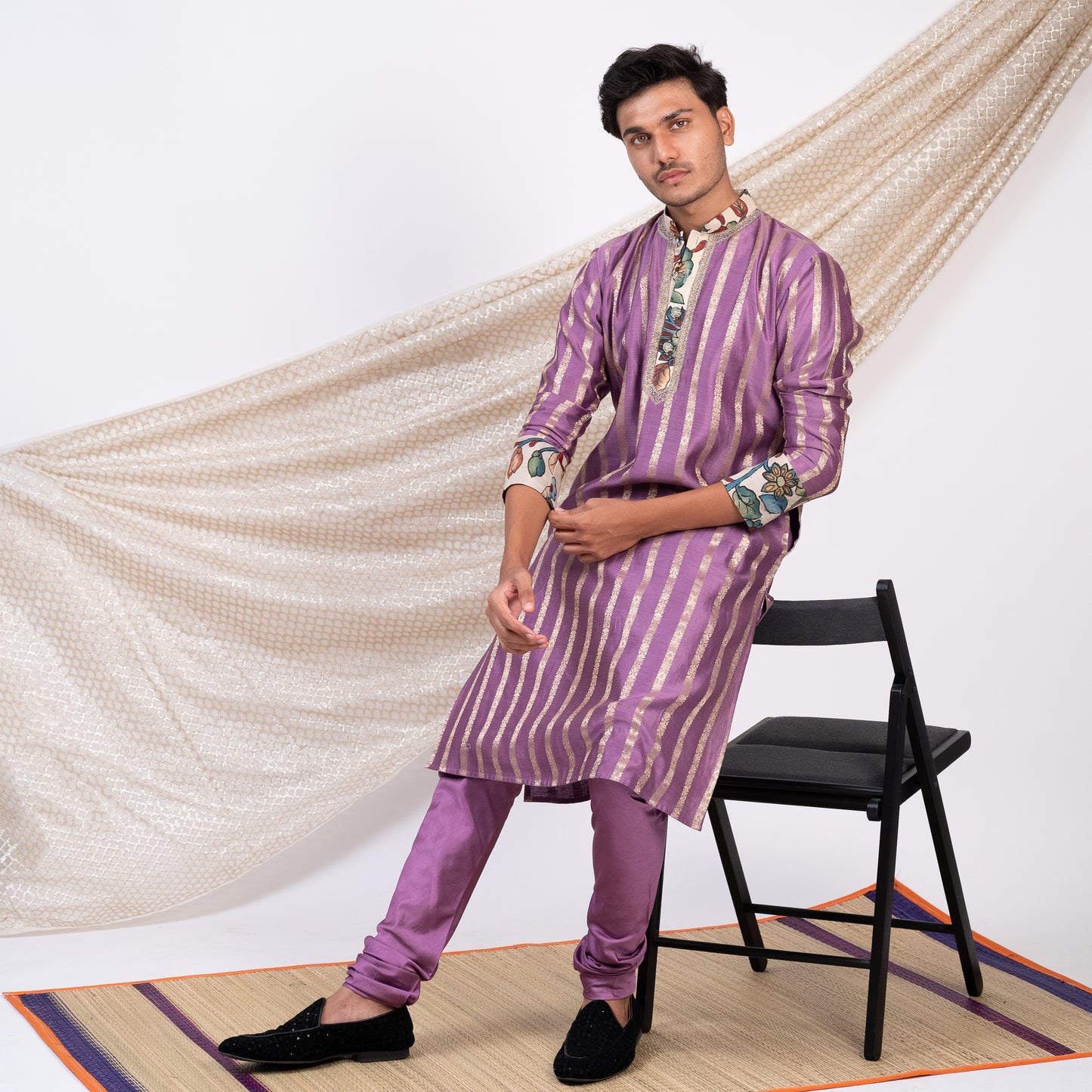 Grape Stripes Kurta Set.