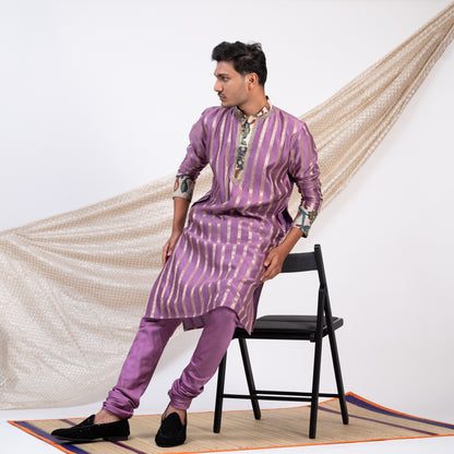 Grape Stripes Kurta Set.