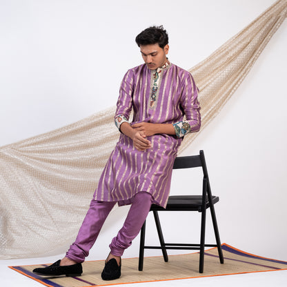 Grape Stripes Kurta Set.