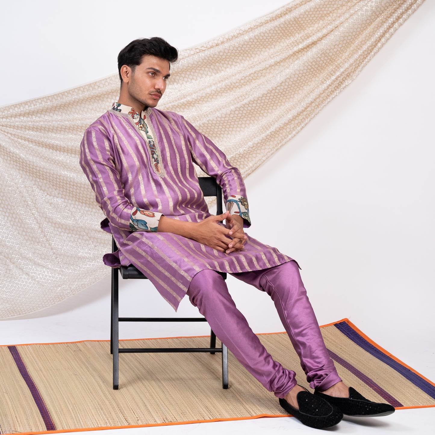 Grape Stripes Kurta Set.