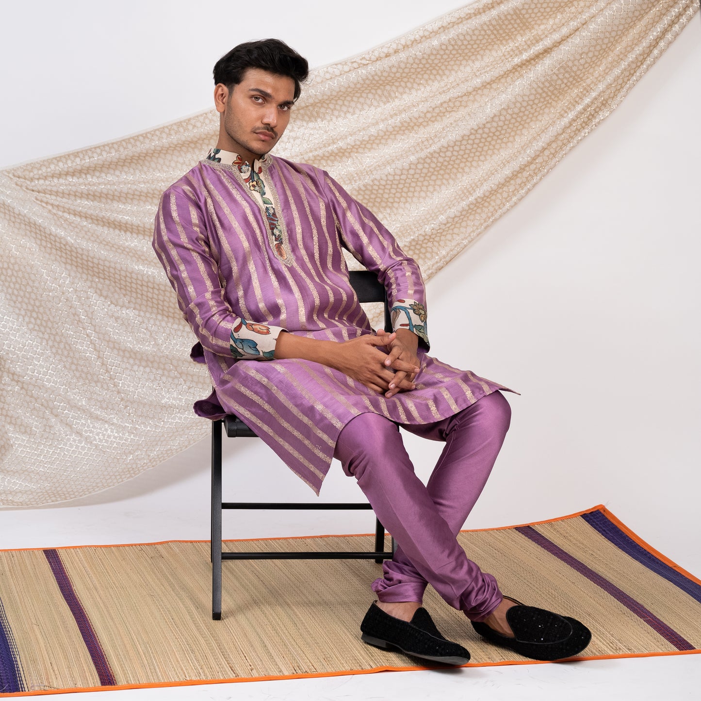 Grape Stripes Kurta Set.