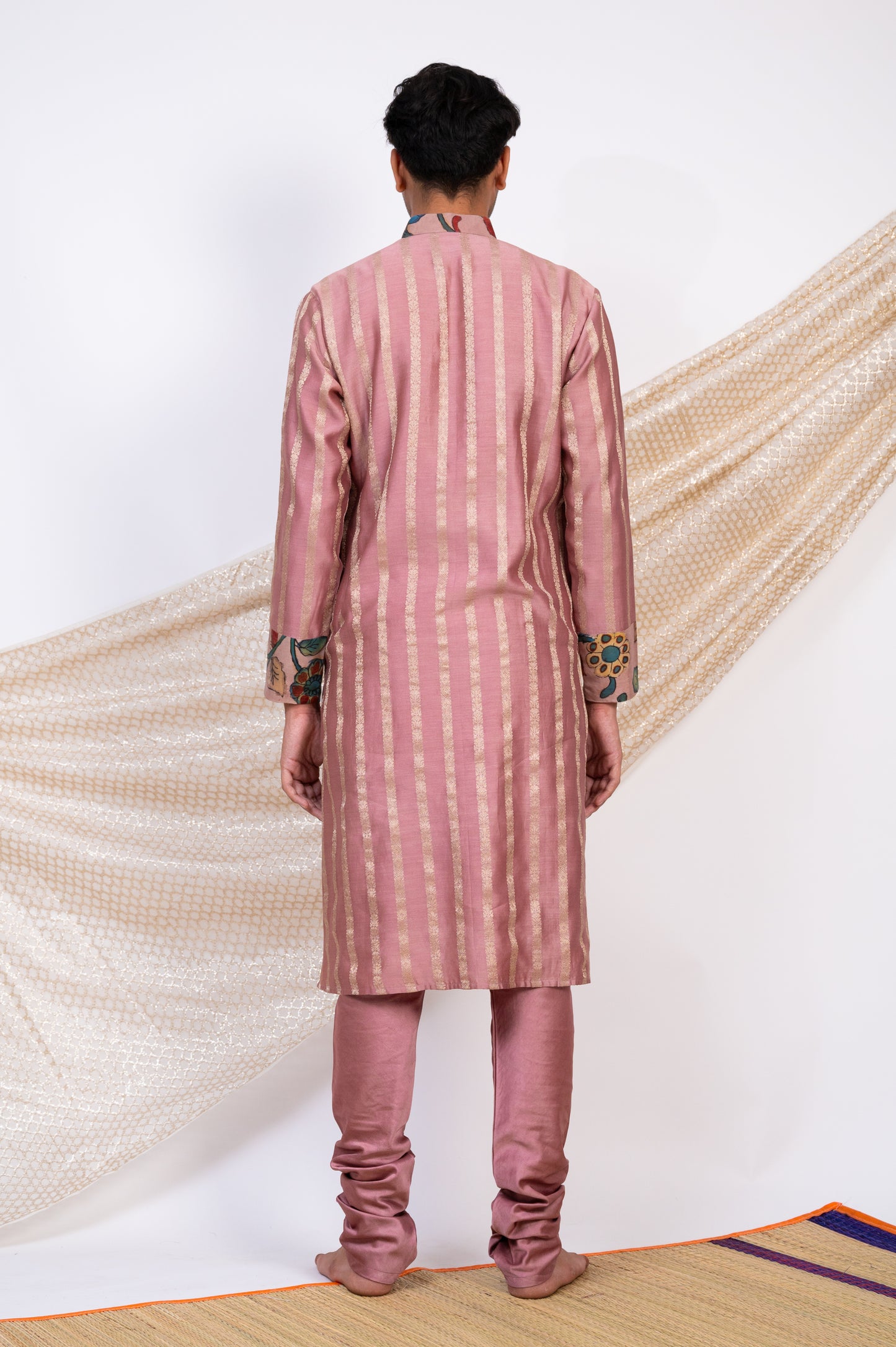 Sandrose-Pink Stripes Kurta Set.