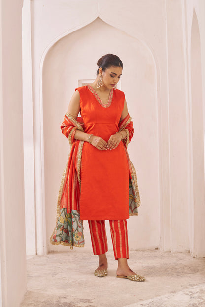 Orange Kurtha Set