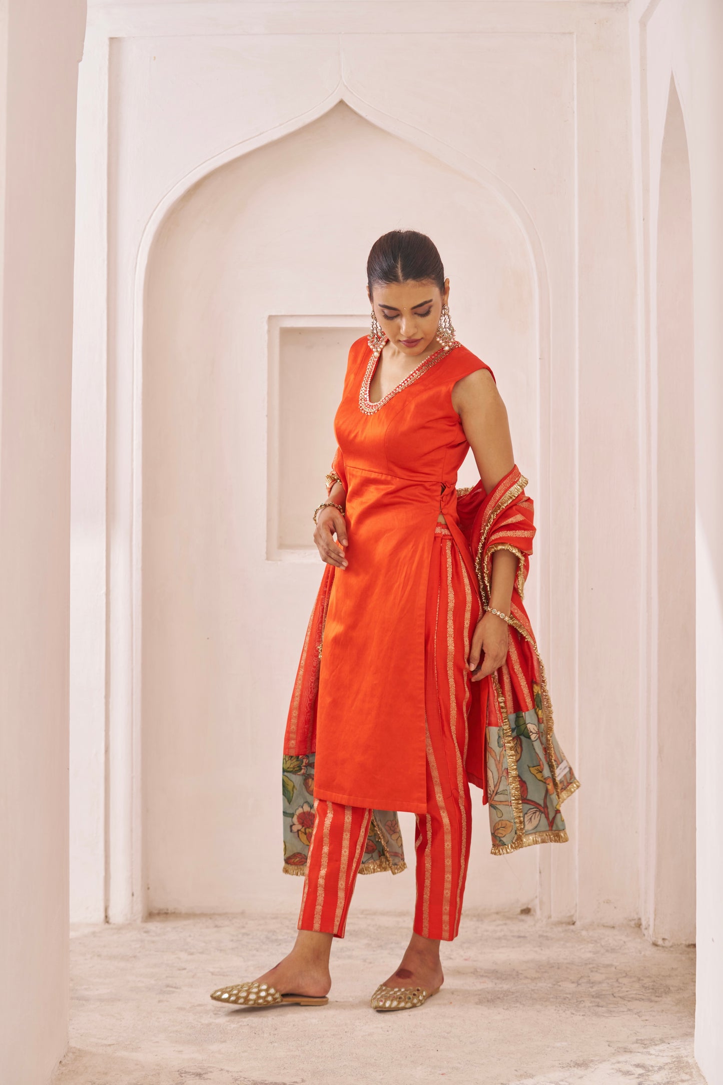 Orange Kurtha Set