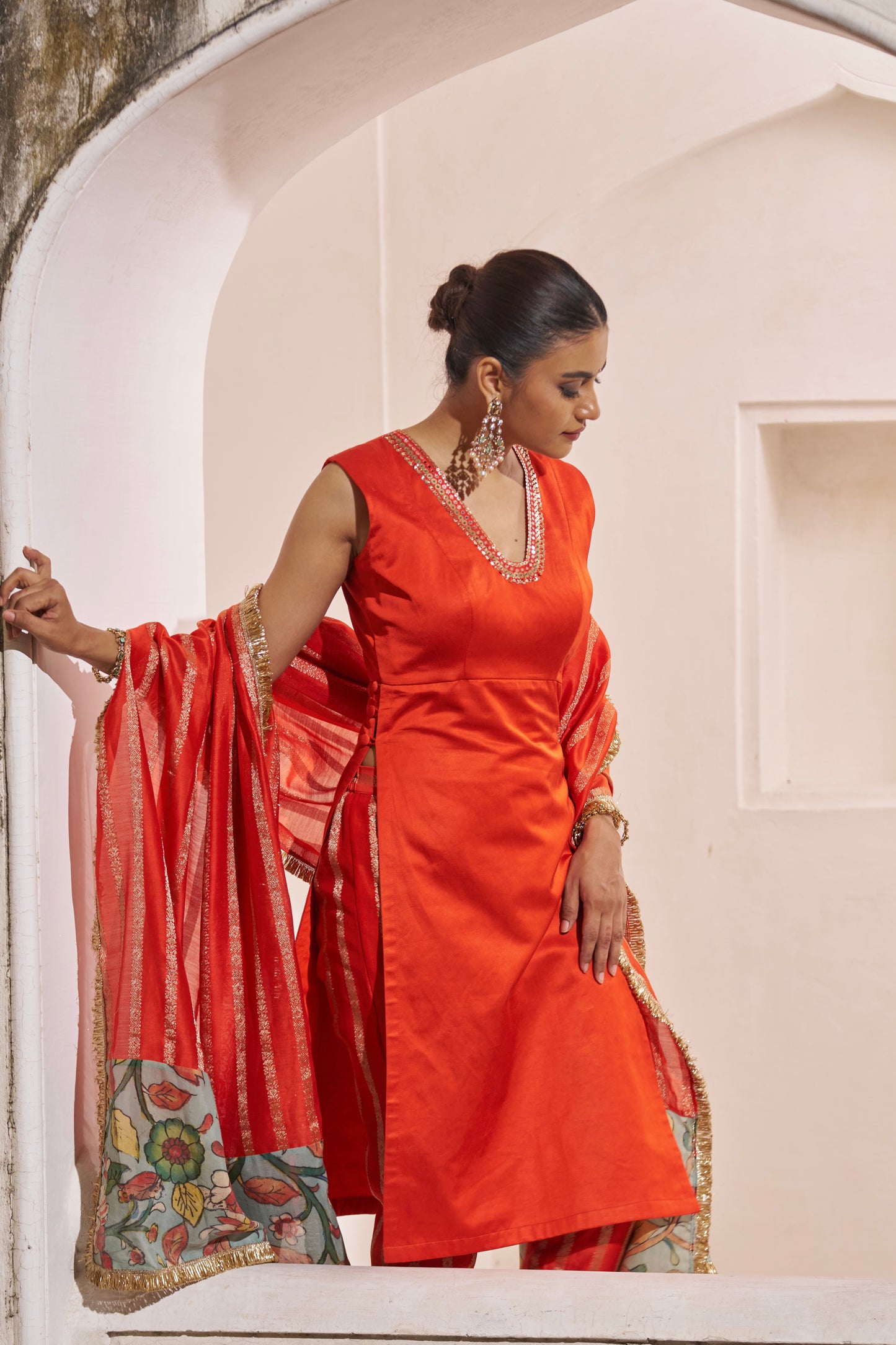 Orange Kurtha Set