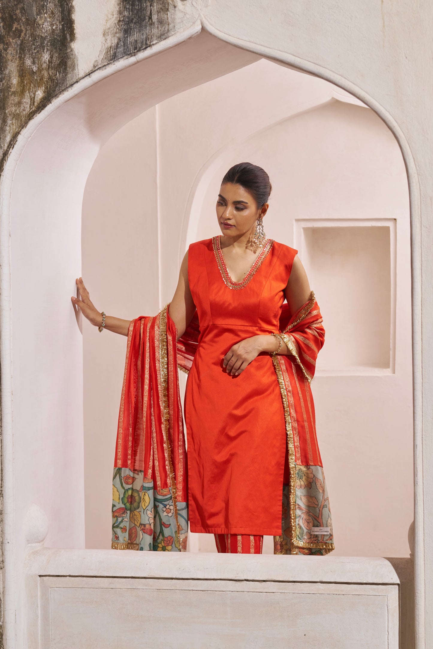 Orange Kurtha Set