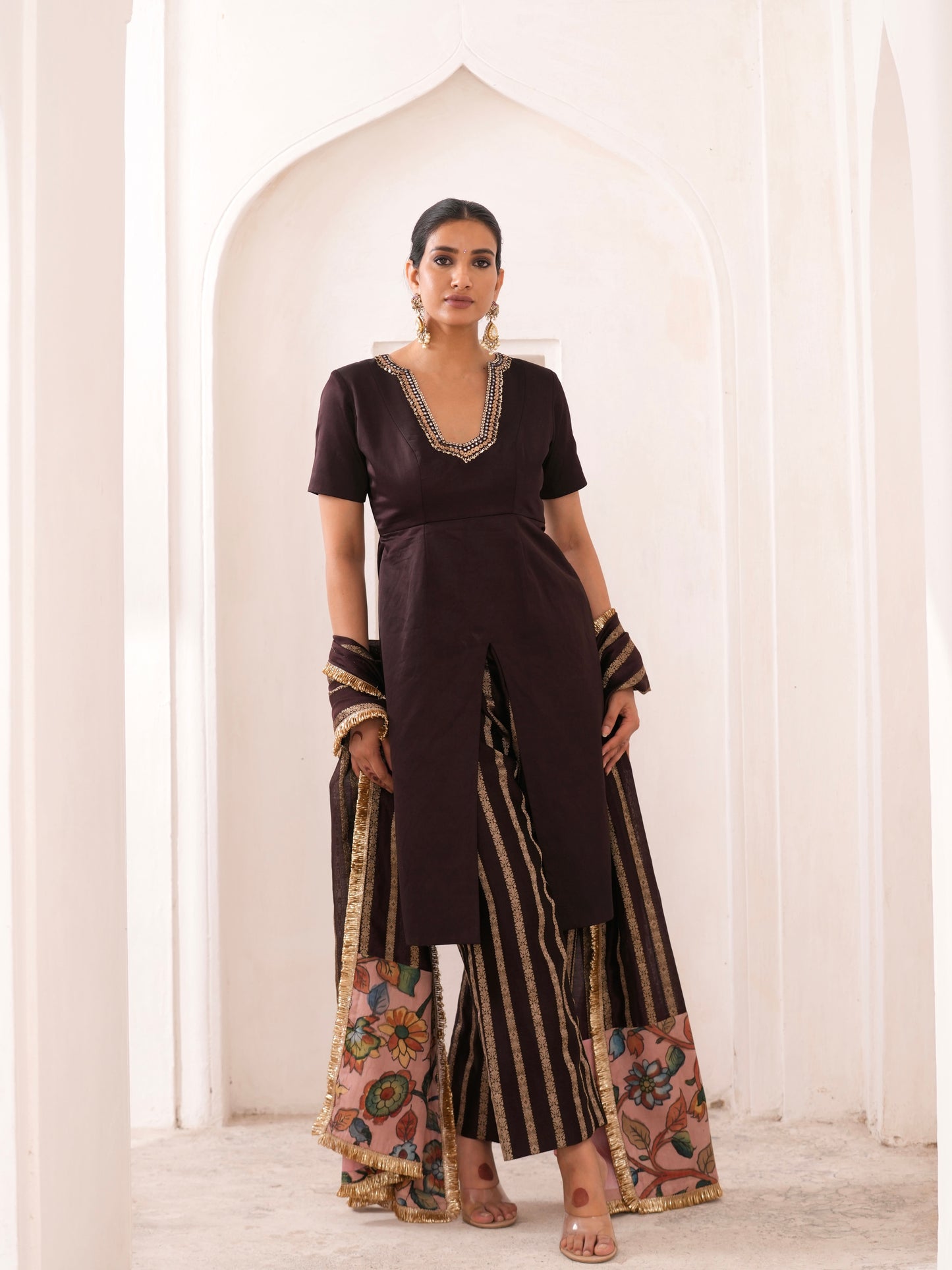 Signature Brown Kurtha Set