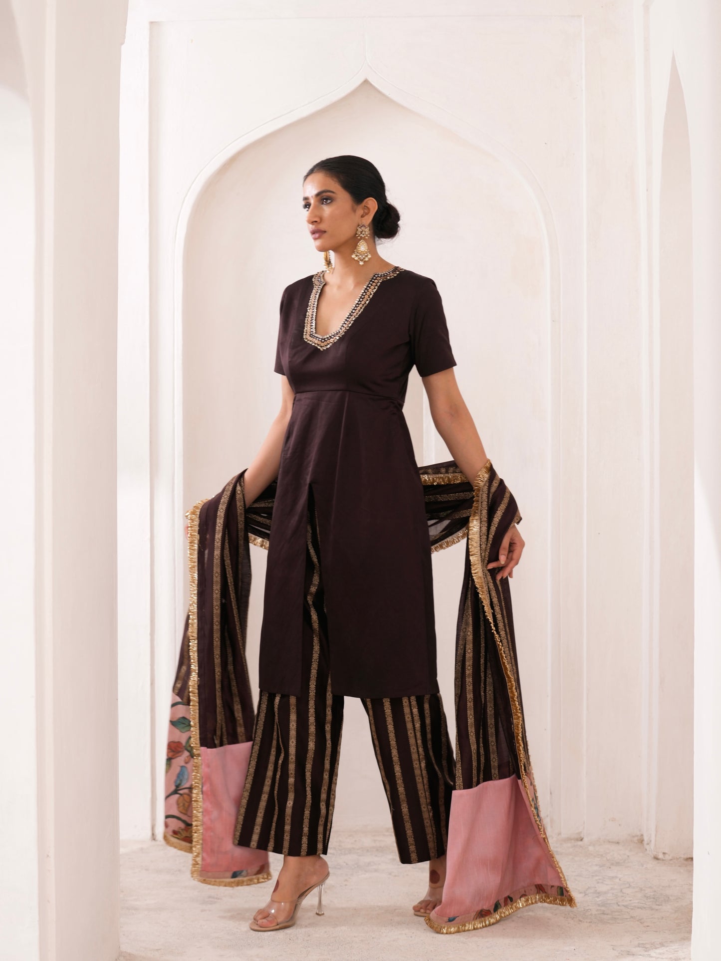 Signature Brown Kurtha Set