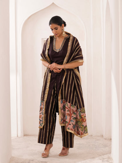 Signature Brown Kurtha Set