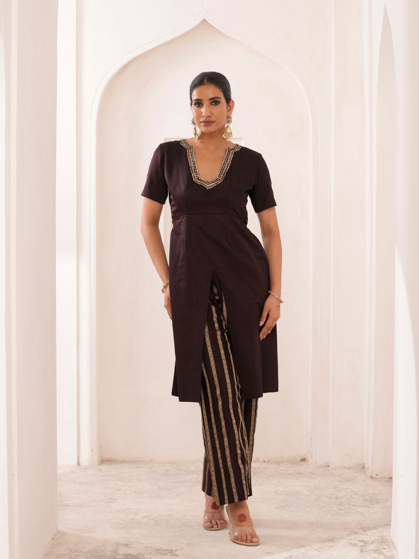 Signature Brown Kurtha Set