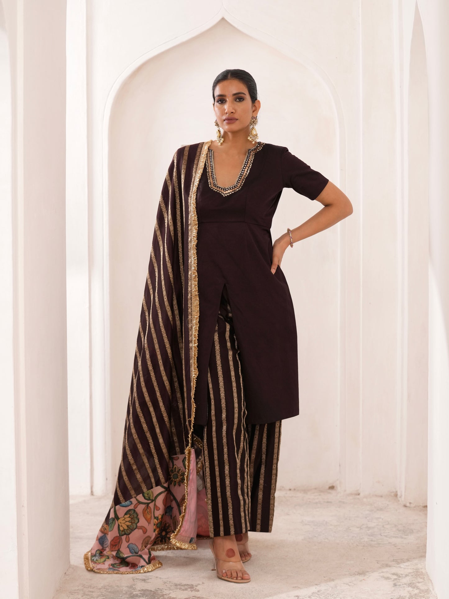 Signature Brown Kurtha Set