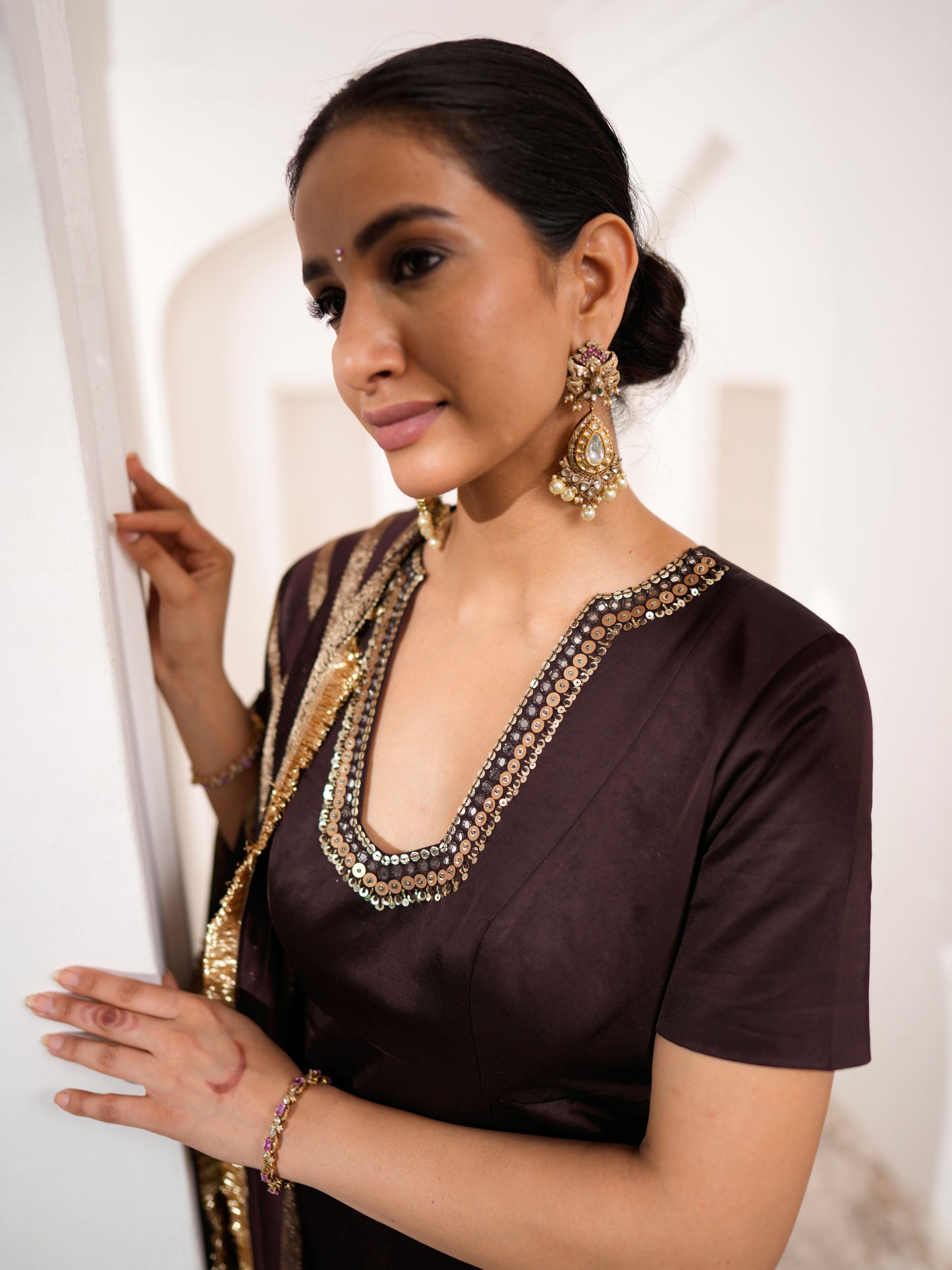 Signature Brown Kurtha Set