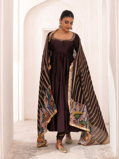 Signature Brown Anarkali Set