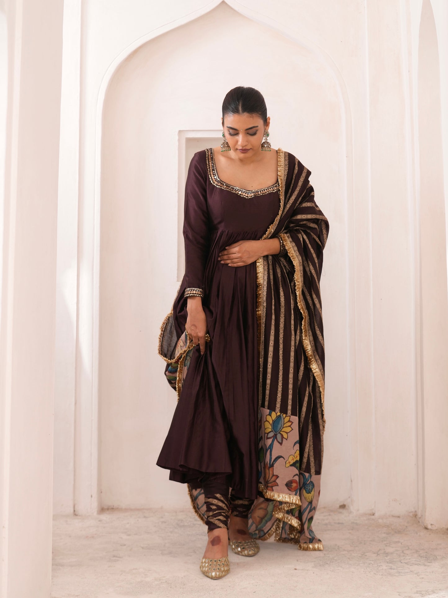 Signature Brown Anarkali Set