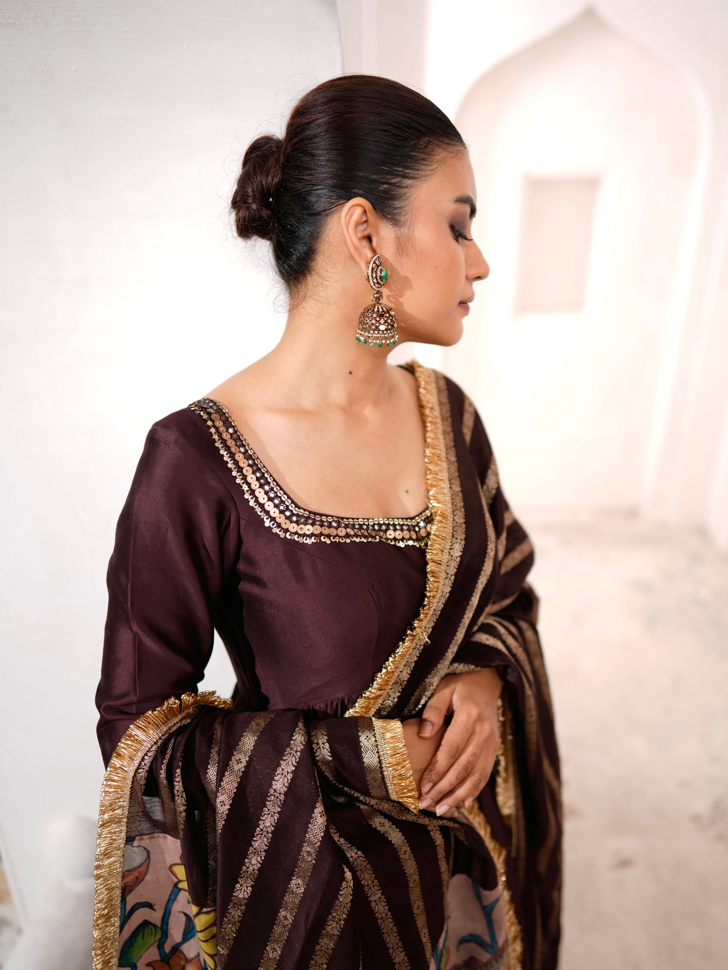 Signature Brown Anarkali Set