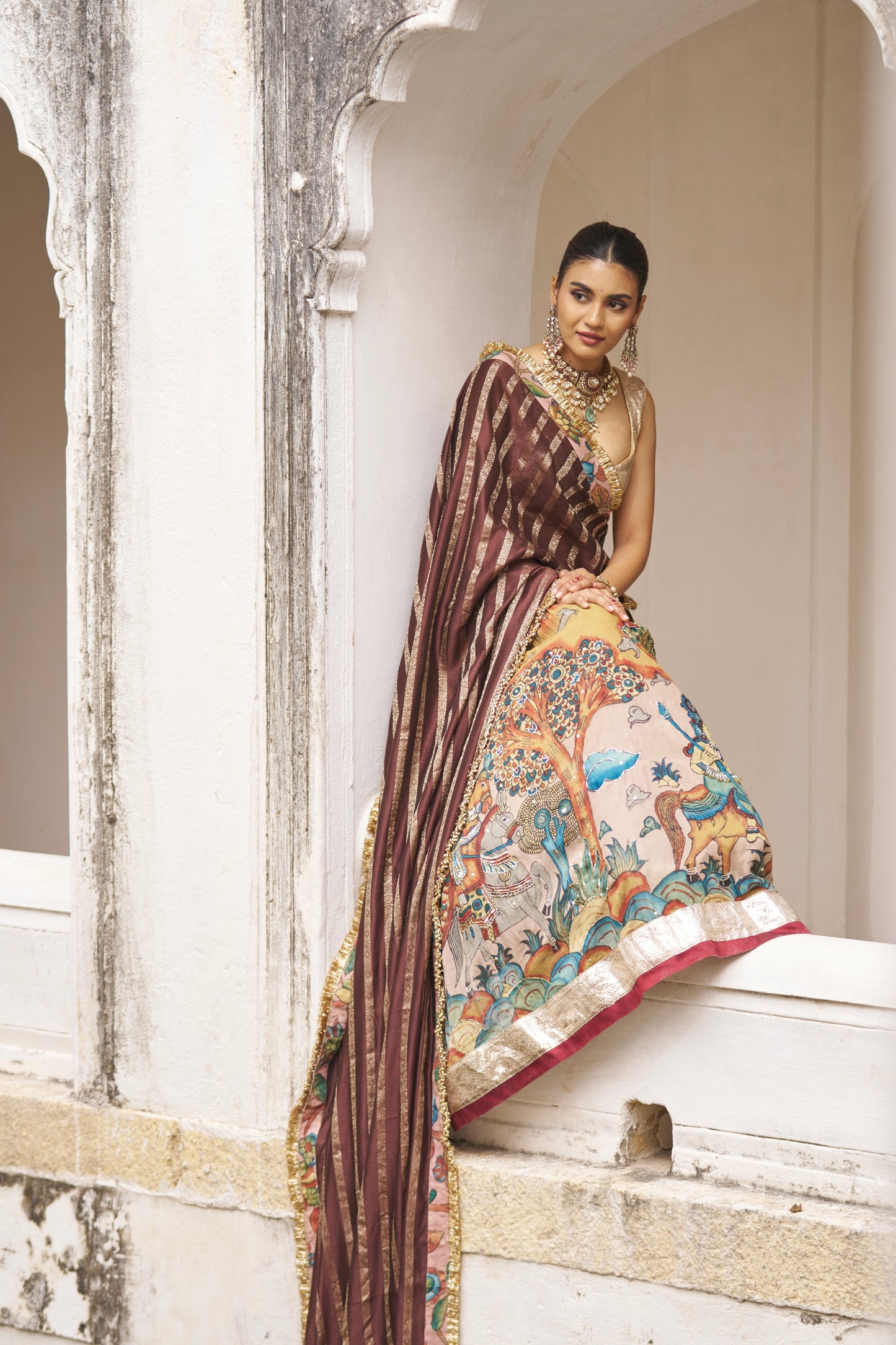 Olive-Green Sena Theme Lehenga Set