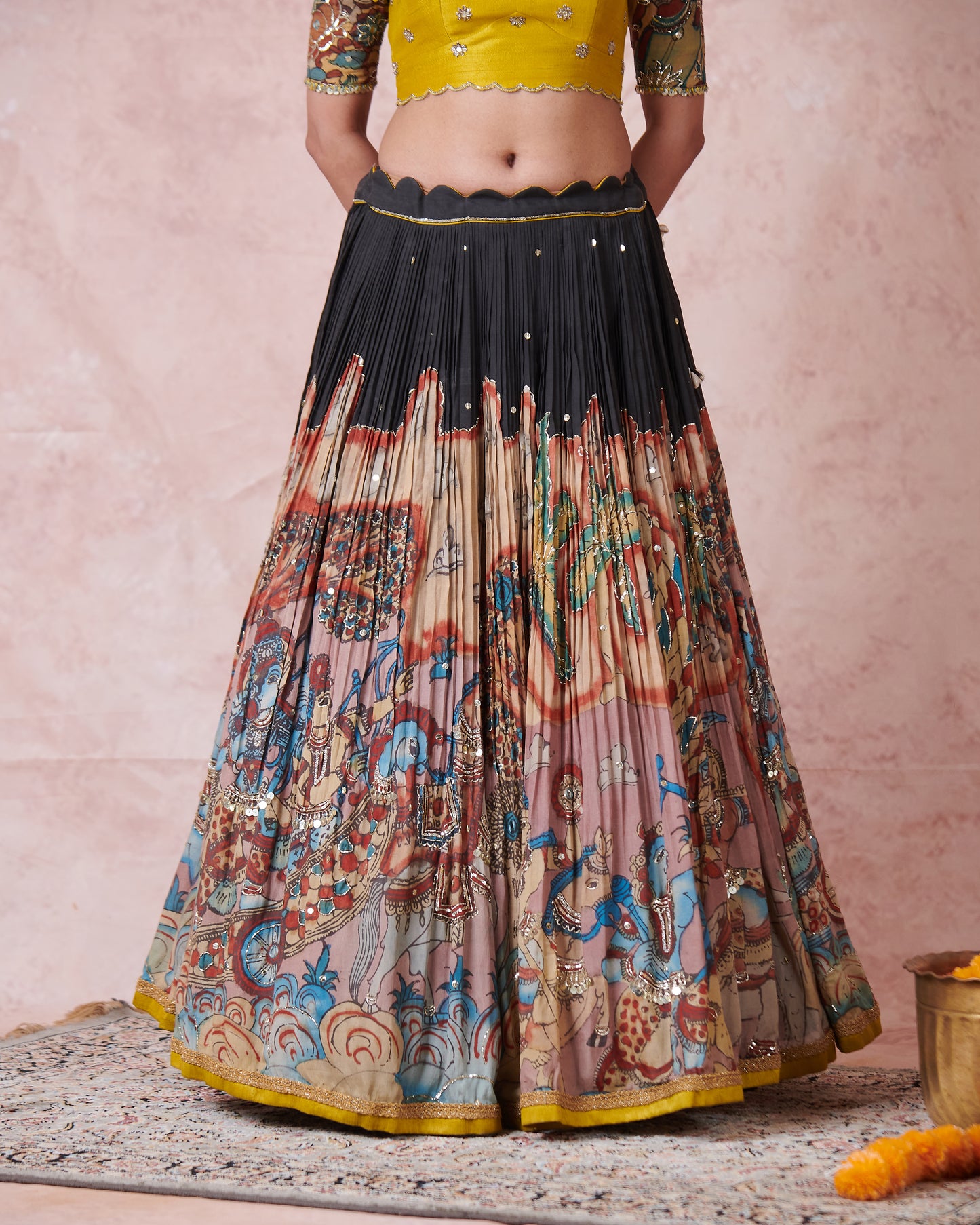 Noir Sena Theme Kalamkari Lehenga Set