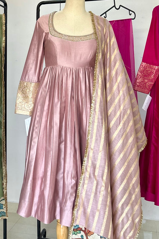 Rose-Pink Anarkali Set