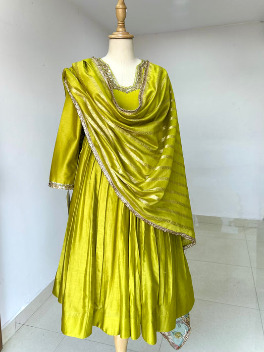Mint Yellow Anarkali Set