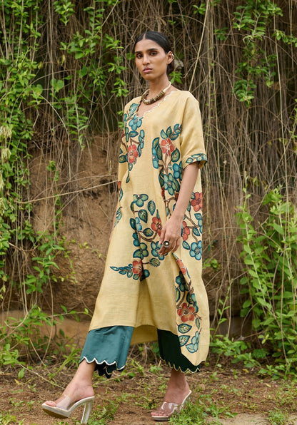 Ivory Kalamkari Paisley Oversize Set