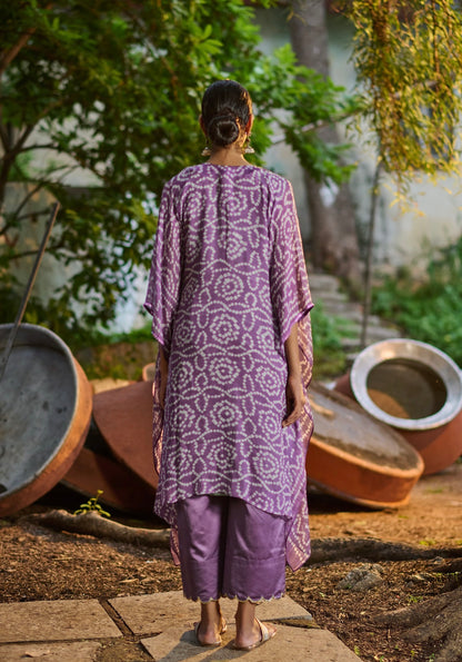 Lilac Bandhani Kaftan Set